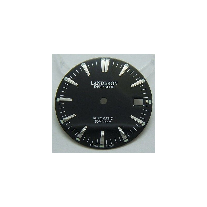 LANDERON CADRAN NOIR TYPE SEAMASTER INDEX ACIER POUR ETA 2824-2 DIAMETRE 28,50MM