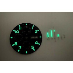 POUR VALJOUX 7750 CADRAN MILITAIRE LUMINEUX DIAMETRE 34MM AIGUILLES LUMINEUSES