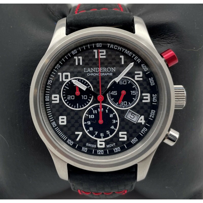 LANDERON CHRONOGRAPHE RACING CADRAN CARBONE MOUVEMENT SWISS RONDA