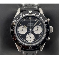 LANDERON CHRONOGRAPHE PANDA TRI-COMPAX A REMONTAGE MANUEL SAPHIR ETANCHE 10 ATM