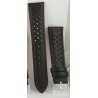 BRACELET PERFORE TYPE HEUER EN CUIR NOIR COUTURES ROUGES TAILLE 20 