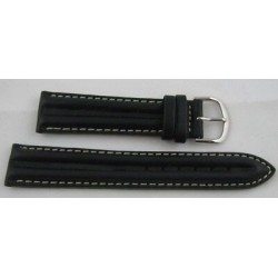 BRACELET DOUBLE JONCS EN CUIR NOIR TAILLE 20 